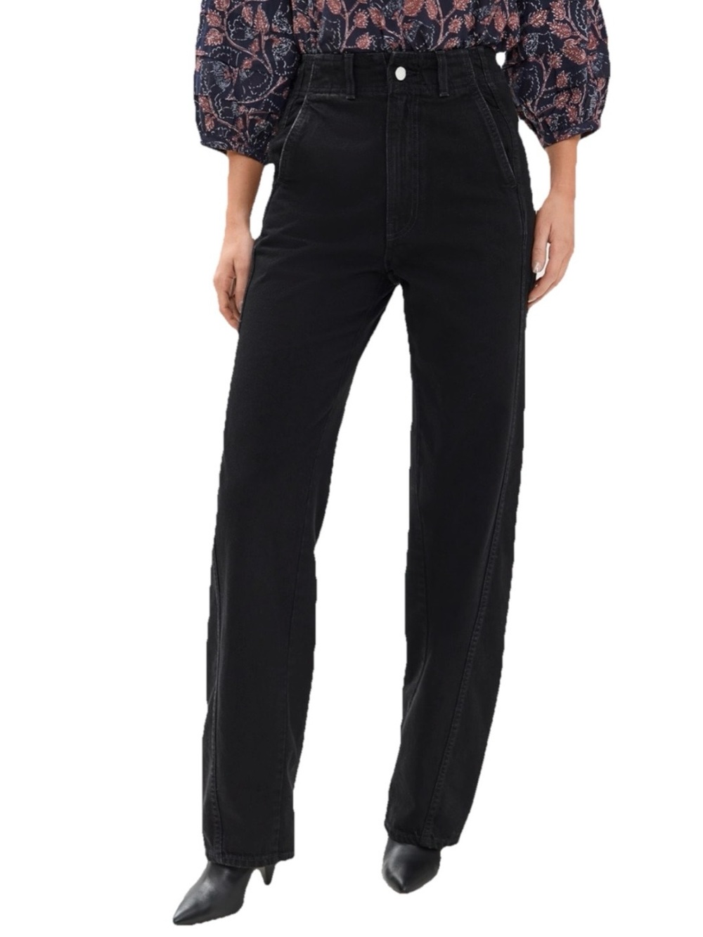 Apiece Apart Meridian Women’s Black Wide Leg High Rise Cotton Jeans Size 34